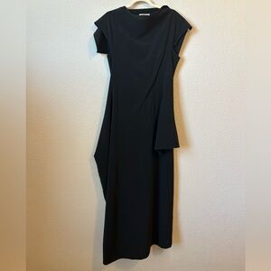 Ivan Grundahl Cowl Neck Draped and Pleated Maxi Dress in Black, Size 36 (US 4)